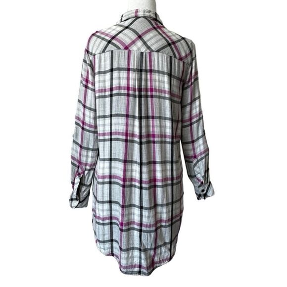 Vince Camuto Plaid Boyfriend Shirt Plaid High Low Long Sleeve SZ XS - Picture 2 of 14